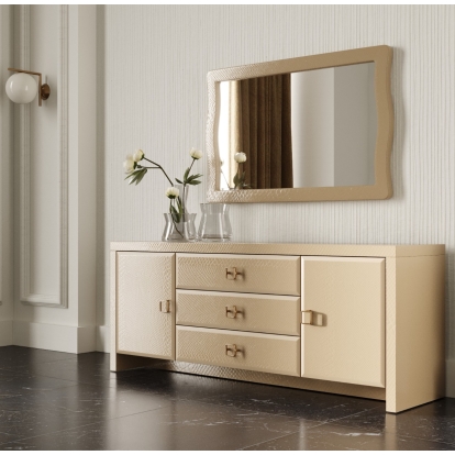 LA Furniture Ivarson Champagne Crocodile Glam Mirror VGUN-AW422-122-CHA Contemporary Style by Vig Furnitrue Number 79632 Catch Home Goods