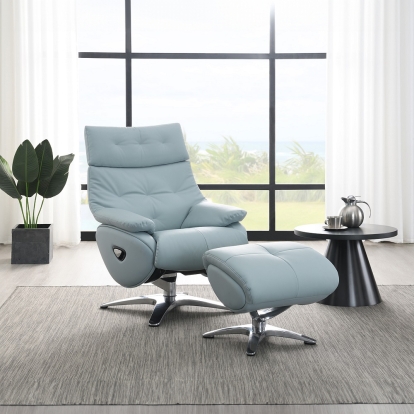 Acme Janella MOTION ACCENT CHAIR with SWIVEL & OTTOMAN Model AC02990
