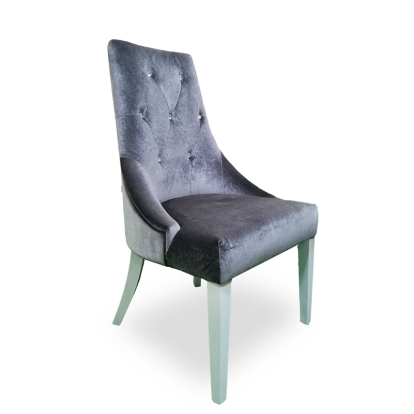 LA Furniture Charlotte Grey Velour & White High Gloss Dining Chair (Set of 2) VGUNAC031-GRYWHT Contemporary Style by Vig Furnitrue Number 73585Z Catch Home Goods