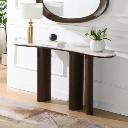 Acme Hanale Console Table with Natural Marble Model AC04577