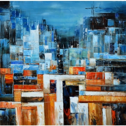 LA Furniture Abstract Blue & Orange Oil Painting VGSHD-ADD0198 Contemporary Style by Vig Furnitrue Number 71848 Catch Home Goods
