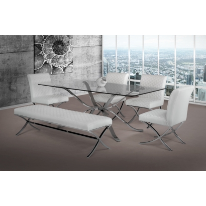 LA Furniture Adderley Modern Stainless Steel with Glass Top Dining Table VGVCT1101-20 Contemporary Style by Vig Furnitrue Number 16315 Catch Home Goods