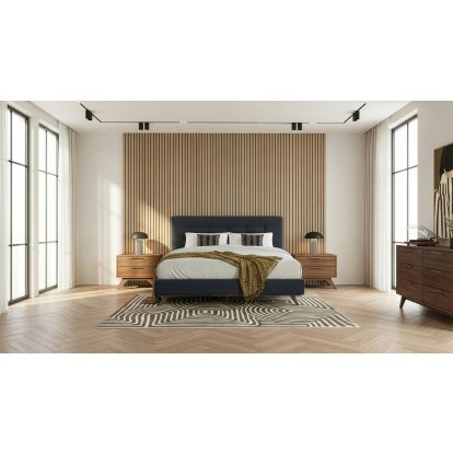 LA Furniture Addison +Soria Mid-Century Modern Grey Fabric + Walnut 4-Piece Bedroom Set VGMA-BR-38-SOR-4PC-SET Contemporary Style by Vig Furnitrue Number 86295|86296 Catch Home Goods