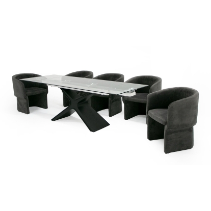 LA Furniture Adler Modern Black Glass Extendable 63"/94.5" Dining Table VGYF-DT8941-BLK-DT Contemporary Style by Vig Furnitrue Number 80286 Catch Home Goods