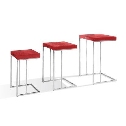 LA Furniture Amelia Modern Red Crocodile Lacquer End Table Set VGUNAK855-RED Contemporary Style by Vig Furnitrue Number 16851 Catch Home Goods
