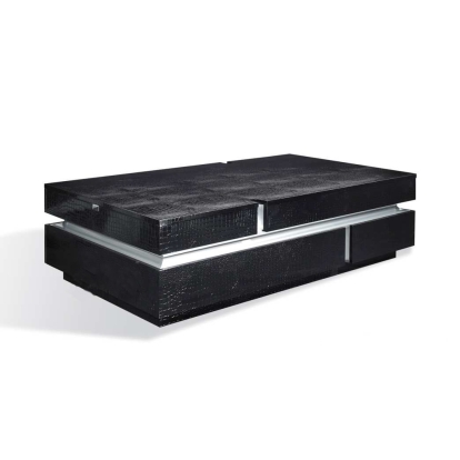 LA Furniture Vdara Modern Black Faux Crocodilian Coffee Table VGUNAK881-160 Contemporary Style by Vig Furnitrue Number 12993|14364 Catch Home Goods