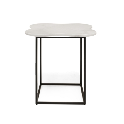 LA Furniture Aleidy White Marble + Black Metal End Table VGGMM-ET-1578-WHT-ET Contemporary Style by Vig Furnitrue Number 79099 Catch Home Goods