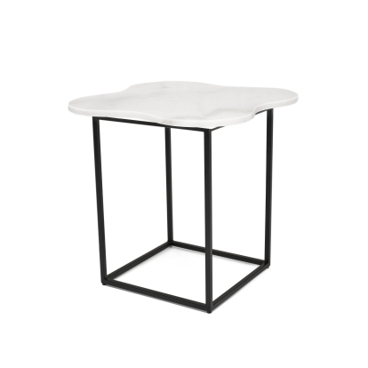 LA Furniture Aleidy White Marble + Black Metal End Table VGGMM-ET-1578-WHT-ET Contemporary Style by Vig Furnitrue Number 79099 Catch Home Goods