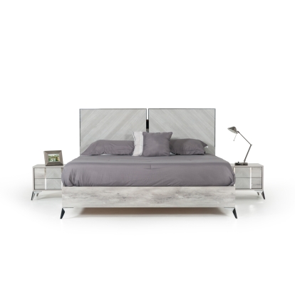 LA Furniture Alexa Italian Modern Grey Bed + 2 Nightstands Set VGACALEXA-BEDNS-SET Contemporary Style by Vig Furnitrue Number 81675 Catch Home Goods