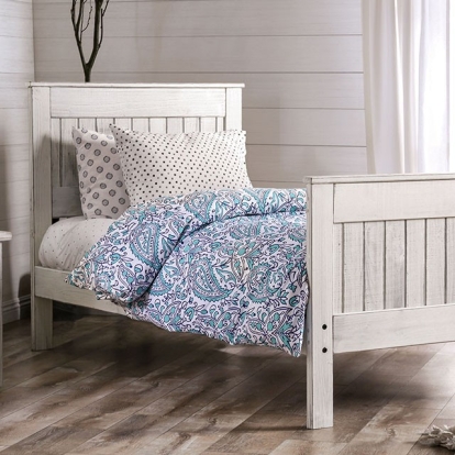 Furniture Of America Rockwall Rustic Weathered White Bed Model AM7973WH-Twin Bed