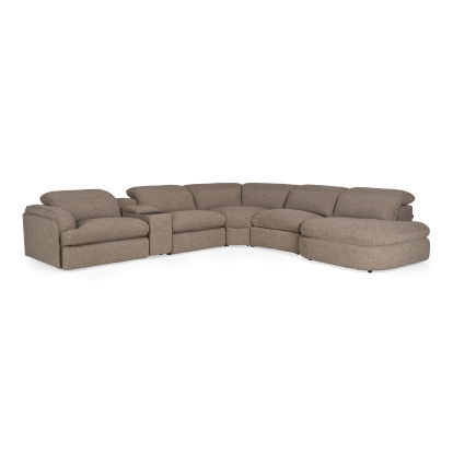 LA Furniture Ambler Modern Brown Fabric Sectional Sofa with 2 Power Recliners Left Facing Chaise VGKV-KM.6629-SECT-EARTH-LAF Contemporary Style by Vig Furnitrue Number 86033 Catch Home Goods