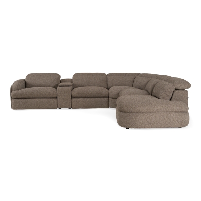 LA Furniture Ambler Modern Brown Fabric Sectional Sofa with 2 Power Recliners Left Facing Chaise VGKV-KM.6629-SECT-EARTH-LAF Contemporary Style by Vig Furnitrue Number 86033 Catch Home Goods