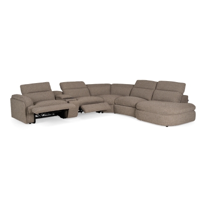 LA Furniture Ambler Modern Brown Fabric Sectional Sofa with 2 Power Recliners Right Facing Chaise VGKV-KM.6629-SECT-EARTH Contemporary Style by Vig Furnitrue Number 83328 Catch Home Goods