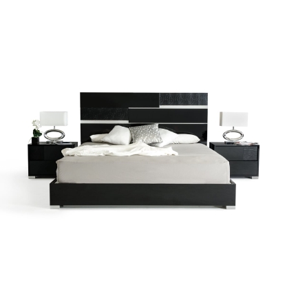 LA Furniture Eastern King Ancona Italian Modern Black Bed VGACANCONA-BED-BLK-EK Contemporary Style by Vig Furnitrue Number 17497 Catch Home Goods