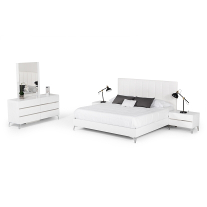 LA Furniture Angela Italian Modern White Eco Leather Bedroom Set VGACANGELA-SET Contemporary Style by Vig Furnitrue Number 76663|76664 Catch Home Goods