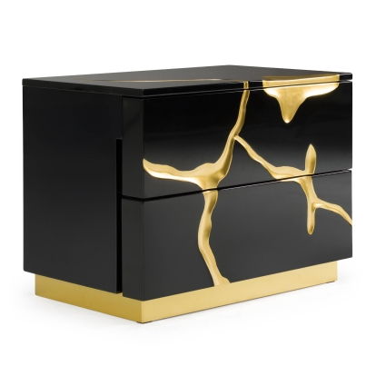 LA Furniture Aspen Modern Wide Black and Gold Nightstand VGVCN1801-BLKX-NS-W Contemporary Style by Vig Furnitrue Number 80128 Catch Home Goods