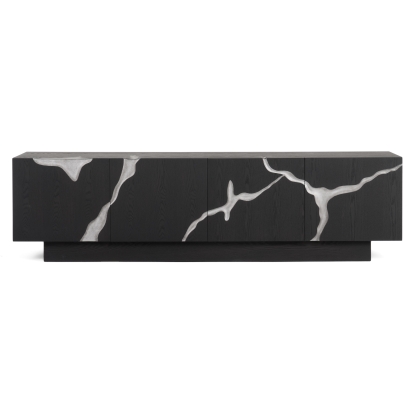 LA Furniture Aspen Modern Matte Brown Ash & Silver TV Stand VGVCTV1801-BRN Contemporary Style by Vig Furnitrue Number 81192 Catch Home Goods