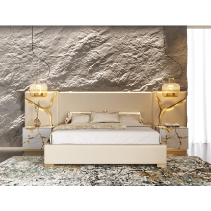 LA Furniture Aspen Modern Beige + White + Gold 4-Piece Bedroom Set VGVCDB1801-WHT-4PC-SET Contemporary Style by Vig Furnitrue Number 85634|85635 Catch Home Goods