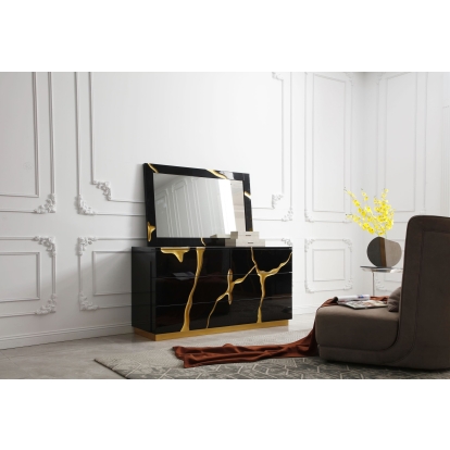 LA Furniture Aspen Modern Black and Gold Dresser VGVC-J1801-D-L-W Contemporary Style by Vig Furnitrue Number 80129 Catch Home Goods