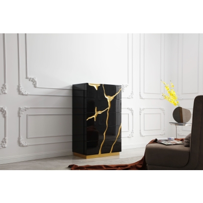 LA Furniture Aspen Modern Black & Gold Chest VGVCJ1801-5H-BLK-CHEST Contemporary Style by Vig Furnitrue Number 76165 Catch Home Goods