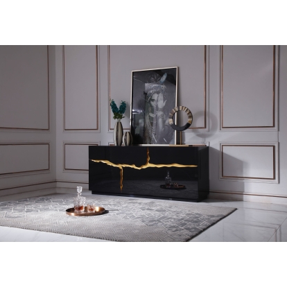 LA Furniture Aspen Modern High Gloss Black & Gold Buffet VGVCG1808-BLK Contemporary Style by Vig Furnitrue Number 78020 Catch Home Goods