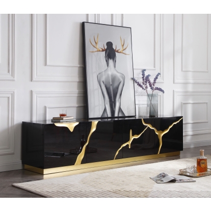 LA Furniture Aspen Modern Black & Gold TV Stand VGVCTV1801-BLK-TV Contemporary Style by Vig Furnitrue Number 78021 Catch Home Goods