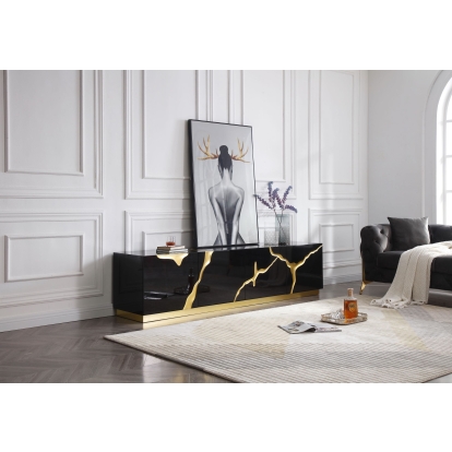 LA Furniture Aspen Modern Black & Gold TV Stand VGVCTV1801-BLK-TV Contemporary Style by Vig Furnitrue Number 78021 Catch Home Goods