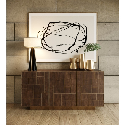 LA Furniture Auer- Brown Oak & Gold Buffet VGGM-B-VALDERA-BT Contemporary Style by Vig Furnitrue Number 79739 Catch Home Goods