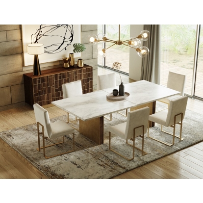 LA Furniture Auer White Marble & Gold Dining Table VGGM-DT-VALDERA-DT Contemporary Style by Vig Furnitrue Number 79738 Catch Home Goods