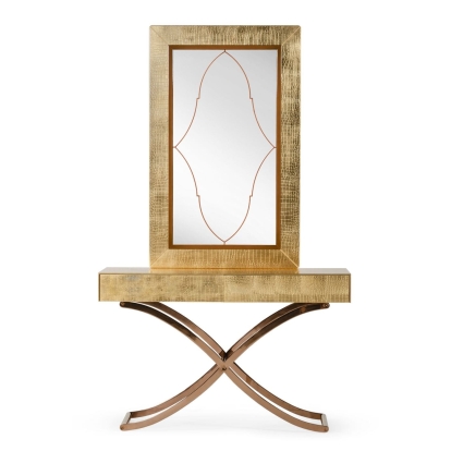 LA Furniture Aversa Gold Crocodile Console Table & Mirror VGUNCK423-120-GOLD Contemporary Style by Vig Furnitrue Number 70824 Catch Home Goods