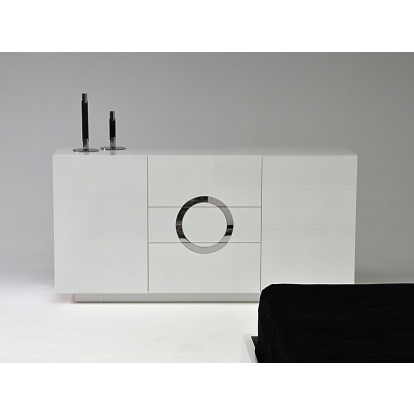 LA Furniture Ovidius Modern White Crocodile Lacquer Bed VGUNAW223-180 Contemporary Style by Vig Furnitrue Number 12954|13066|14783 Catch Home Goods