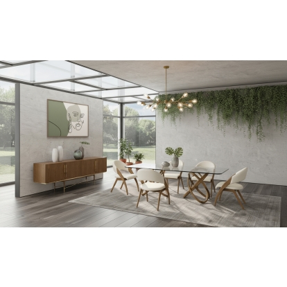 LA Furniture Mason & Lucas Modern Walnut Dining Set VGCSMASON-SET Contemporary Style by Vig Furnitrue Number 73143 Catch Home Goods