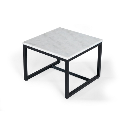 LA Furniture Baca White Marble + Black Metal End Table VGGMM-ET-1580-WHT-ET Contemporary Style by Vig Furnitrue Number 79101 Catch Home Goods