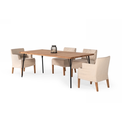 LA Furniture Barnum Industrial Oak and Black Iron Live Edge Dining Table VGAFSH17-CT7 Contemporary Style by Vig Furnitrue Number 76705A Catch Home Goods