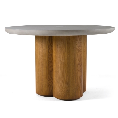 LA Furniture Bateman Modern Faux Concrete + Walnut Round Dining Table VGMC-GF-1C009 Contemporary Style by Vig Furnitrue Number 81550 Catch Home Goods
