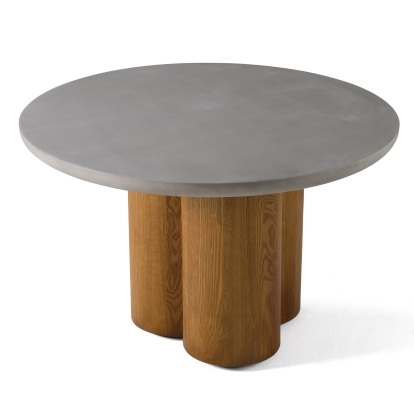 LA Furniture Bateman Modern Faux Concrete + Walnut Round Dining Table VGMC-GF-1C009 Contemporary Style by Vig Furnitrue Number 81550 Catch Home Goods