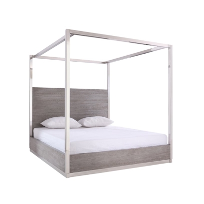LA Furniture Eastern King Arlene Modern Grey Elm & Stainless Steel Canopy Bed VGVCBD008A-EK Contemporary Style by Vig Furnitrue Number 73952A Catch Home Goods
