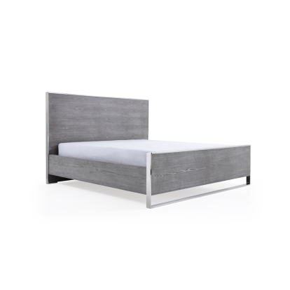 LA Furniture Eastern King Charlene Modern Grey Elm & Stainless Steel Bed VGVCBD008A-LOW-GRY-EK Contemporary Style by Vig Furnitrue Number 74846 Catch Home Goods