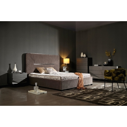 LA Furniture Eastern King Duke Modern Grey Velvet & Black Gun Chrome Bed VGVCBD1903-GRY-EK Contemporary Style by Vig Furnitrue Number 75866 Catch Home Goods