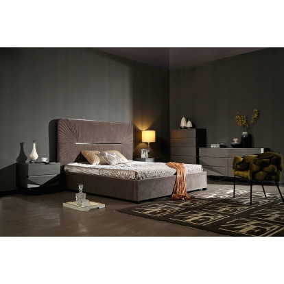 LA Furniture Eastern King Duke Modern Grey Velvet & Black Gun Chrome Bed VGVCBD1903-GRY-EK Contemporary Style by Vig Furnitrue Number 75866 Catch Home Goods