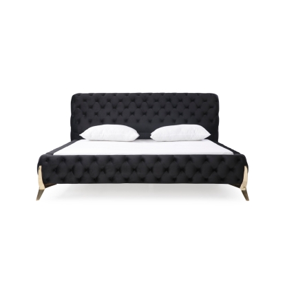 LA Furniture Legend Modern Black Velvet & Gold Bed VGVCBD8111-BLKGLD Contemporary Style by Vig Furnitrue Number 74035|74036|77718 Catch Home Goods