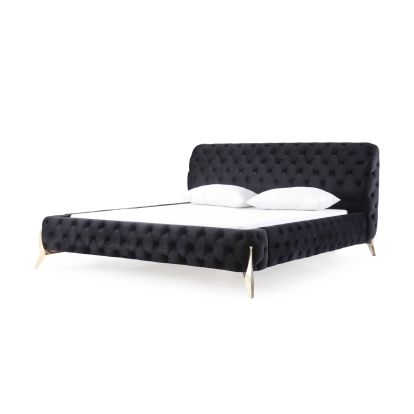 LA Furniture California King Legend Modern Black Velvet & Gold Bed VGVCBD8111-BLKGLD-CK Contemporary Style by Vig Furnitrue Number 77718 Catch Home Goods
