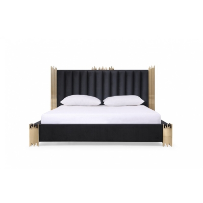 LA Furniture Token Modern Black & Gold Bed VGVCBD815-BED Contemporary Style by Vig Furnitrue Number 74257A|74246A|77956 Catch Home Goods