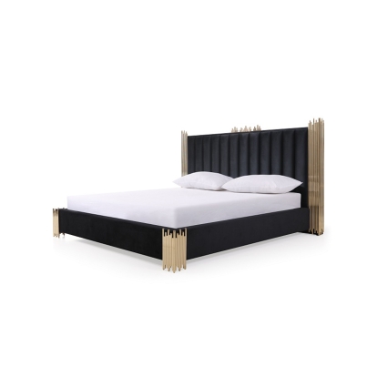 LA Furniture Token Modern Black & Gold Bedroom Set VGVCBD815-SET Contemporary Style by Vig Furnitrue Number 74259|74260 Catch Home Goods