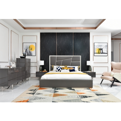 LA Furniture Eastern King Chrysler Modern Grey Bedroom Set VGVCBD8978-SET-GRY-EK Contemporary Style by Vig Furnitrue Number 74982 Catch Home Goods