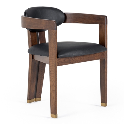 LA Furniture Belton Modern Black Vegan Leather + Brown Oak Dining Chair VGMY-2918-BLK Contemporary Style by Vig Furnitrue Number 81814 Catch Home Goods