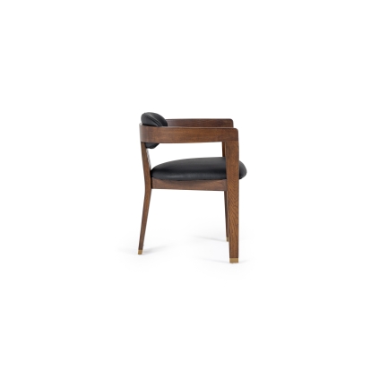 LA Furniture Belton Modern Black Vegan Leather + Brown Oak Dining Chair VGMY-2918-BLK Contemporary Style by Vig Furnitrue Number 81814 Catch Home Goods