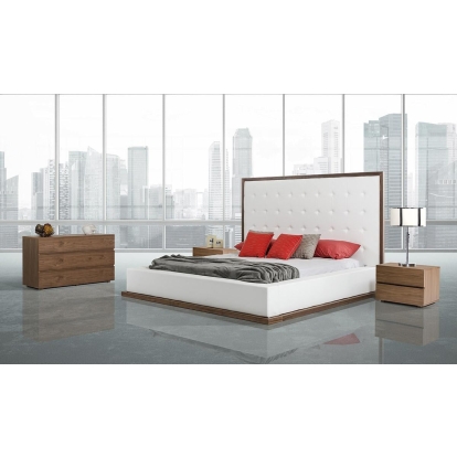 LA Furniture Queen Beth Modern Walnut with White Leatherette Bed VGBBMD317-WAL-Q Contemporary Style by Vig Furnitrue Number 16181 Catch Home Goods