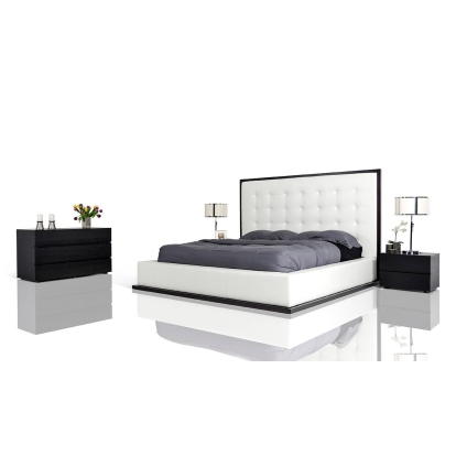 LA Furniture Queen Beth Modern Wenge with White Leatherette Bed VGBBBETH-Q Contemporary Style by Vig Furnitrue Number 17876 Catch Home Goods