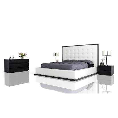 LA Furniture Queen Beth Modern Wenge with White Leatherette Bed VGBBBETH-Q Contemporary Style by Vig Furnitrue Number 17876 Catch Home Goods